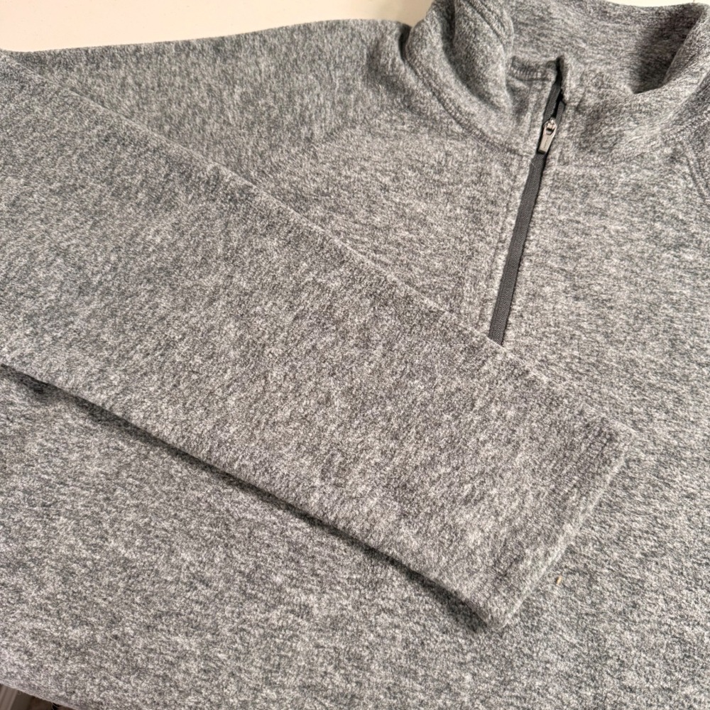 Eddie Bauer Womens Gray Heathered Quarter Zip Fleece Pullover Sweater Size M